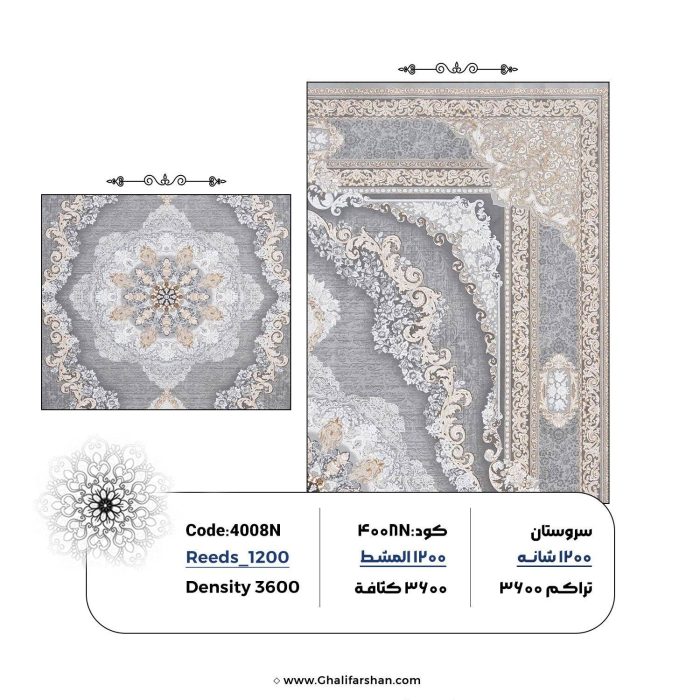 خرید فرش ماشینی کد 4008N، کالکشن 1200 شانه سروستان