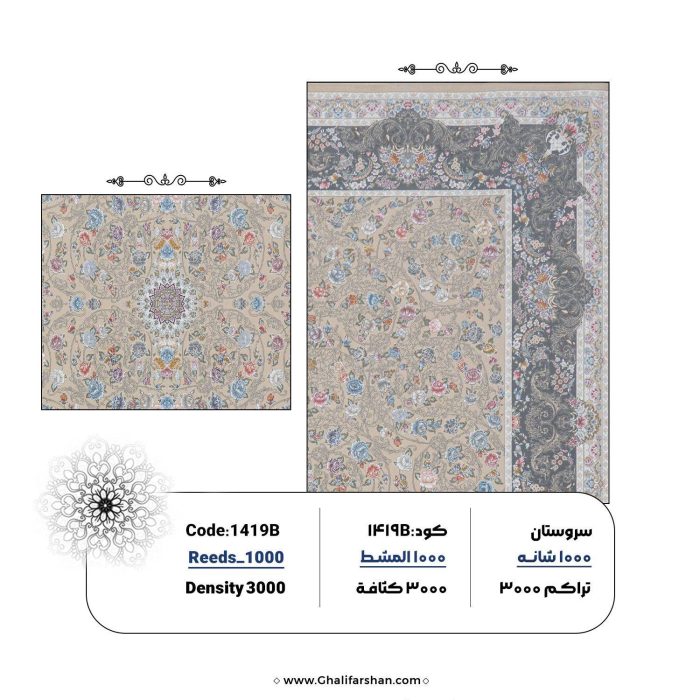خرید فرش ماشینی کد 1419B، کالکشن 1000شانه سروستان