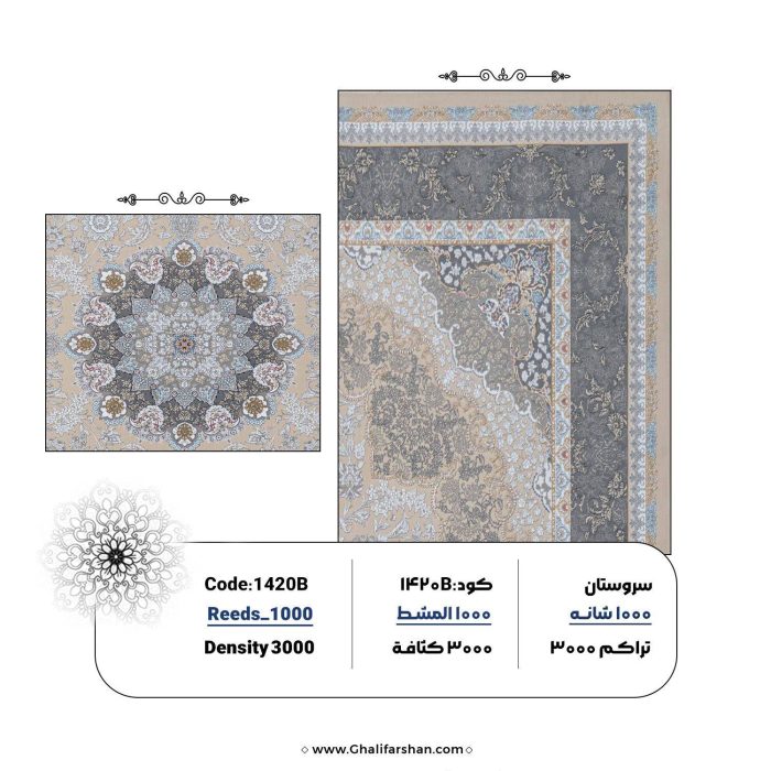 خرید فرش ماشینی کد 1420B، کالکشن 1000شانه سروستان