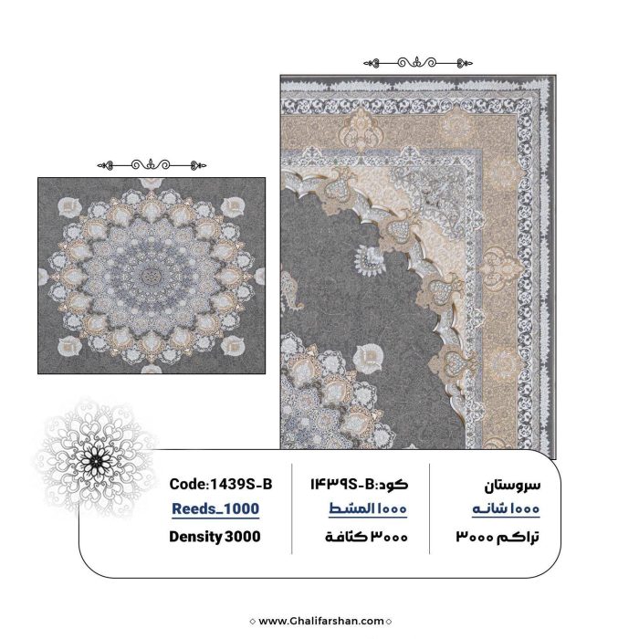خرید فرش ماشینی کد 1439SB، کالکشن 1000شانه سروستان
