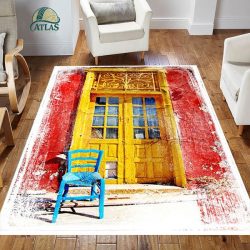 فرشینه مخمل سبک رنگ روغن کد 83169 فرشینه طرح رنگ روغن فروشگاه آنلاین فرش ماشینی | فرش کاشان