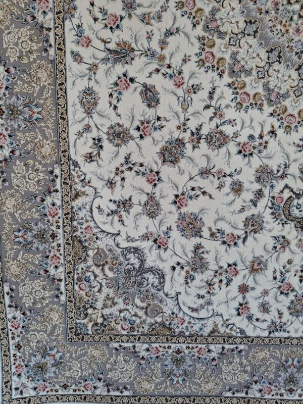 خرید فرش ماشینی 1200 شانه برجسته طرح افسون رنگ کرم